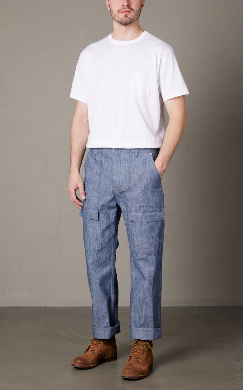 Japan Blue Heavy Chambray Bush Pants Sax - Image 2