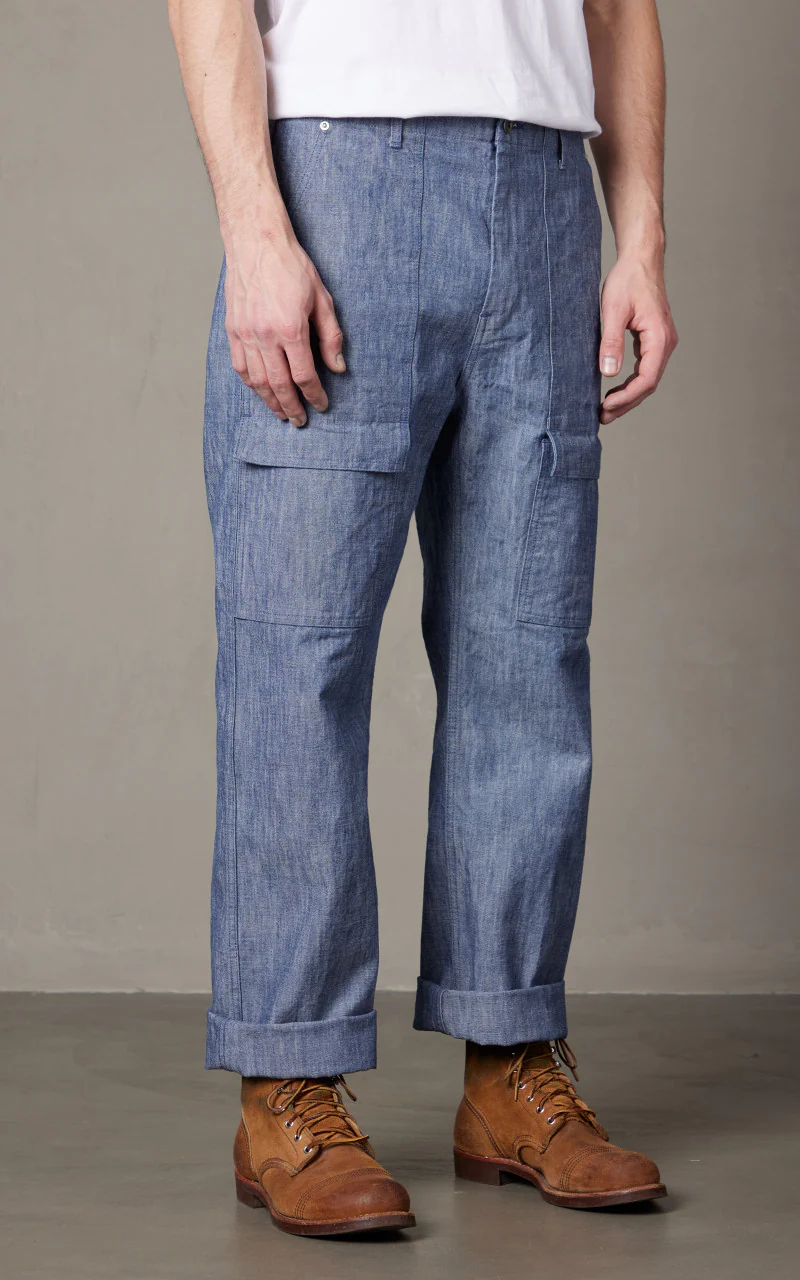 Japan Blue Heavy Chambray Bush Pants Sax - Image 4