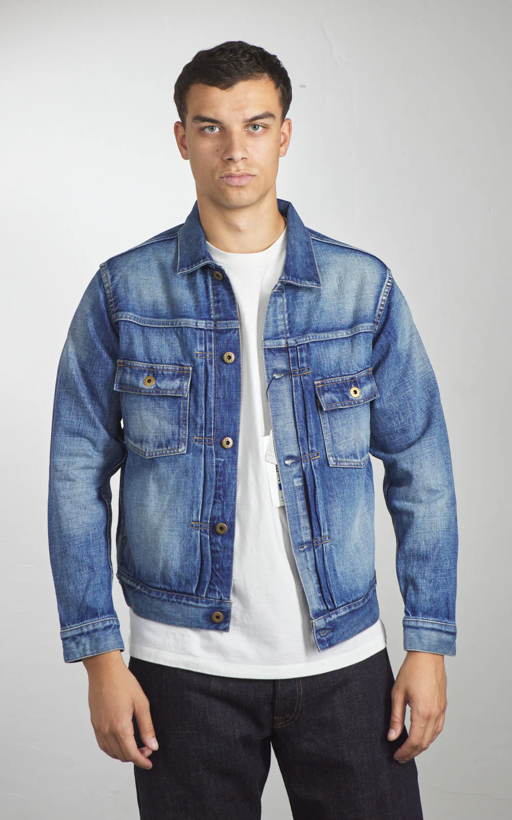 Japan Blue JBGJ1001 Type 2 Denim Jacket Mid Indigo Aging Wash 12.5oz - Image 2