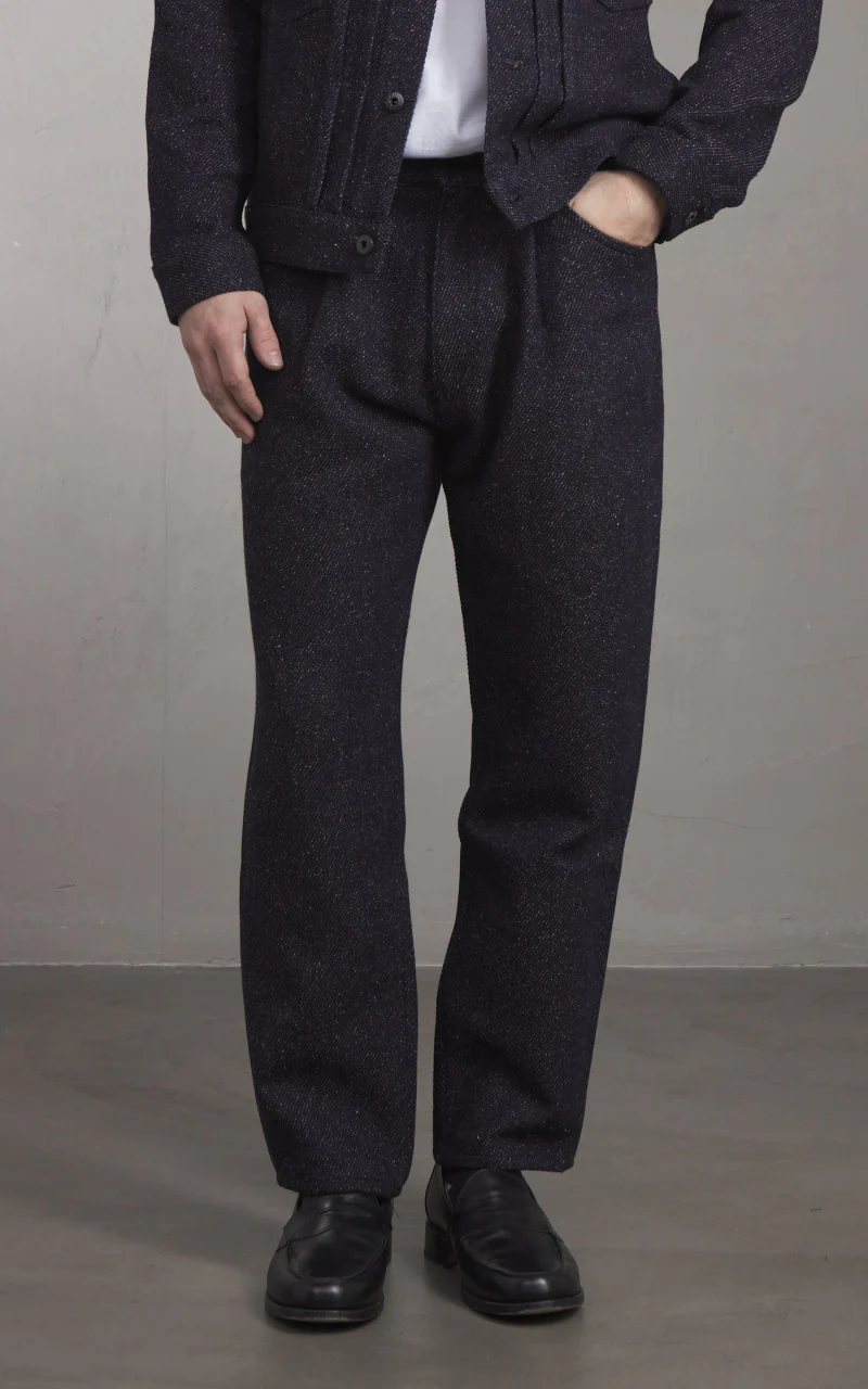 Japan Blue Japan Blue JBJE1513 Wide Tapered Tweed Denim 5P Trouser Dark Indigo 12oz - Image 2