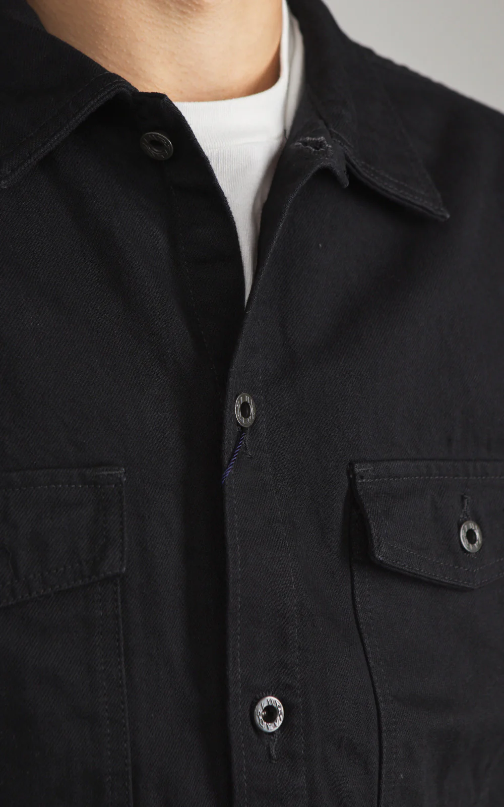 Japan Blue JBLS1017 Denim CPO Shirt Black 13oz - Image 6