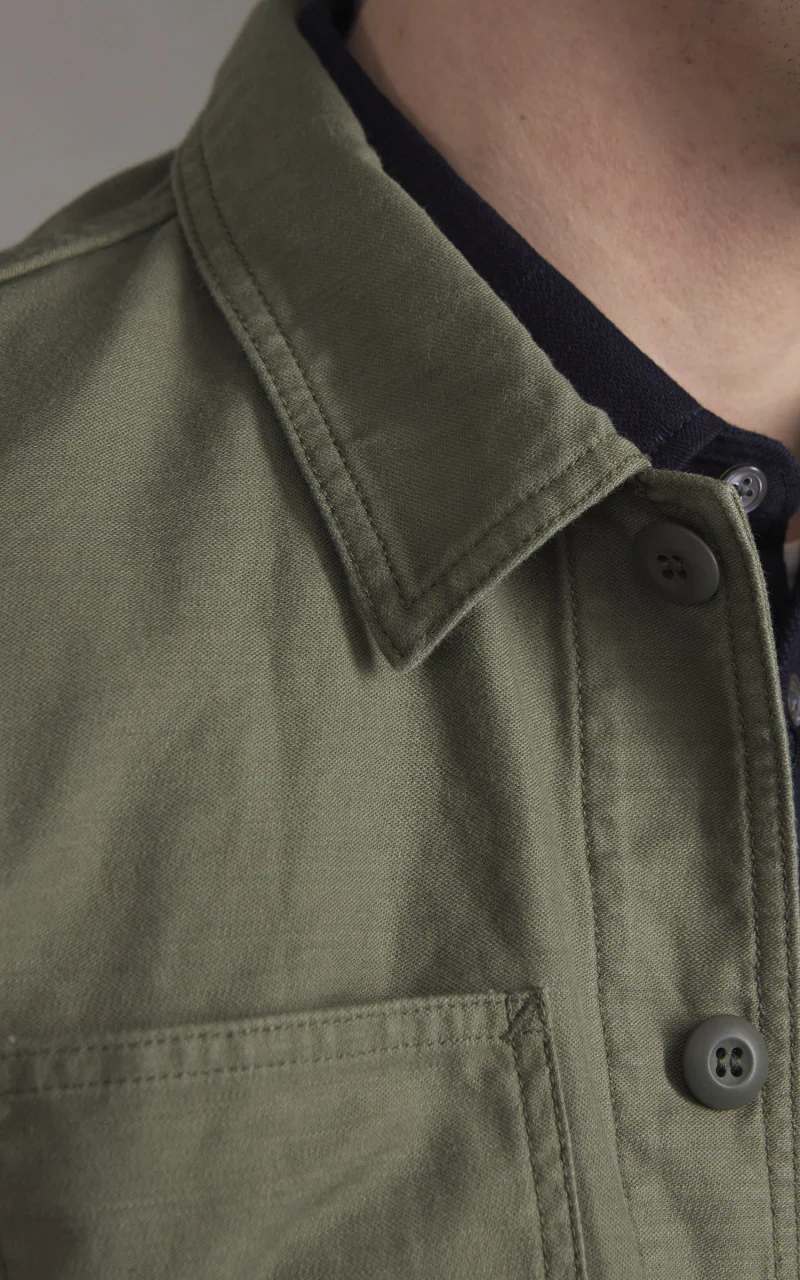 Japan Blue Japan Blue JBOT1300 Military Back Sateen Coverall Jacket Olive Drab - Image 4