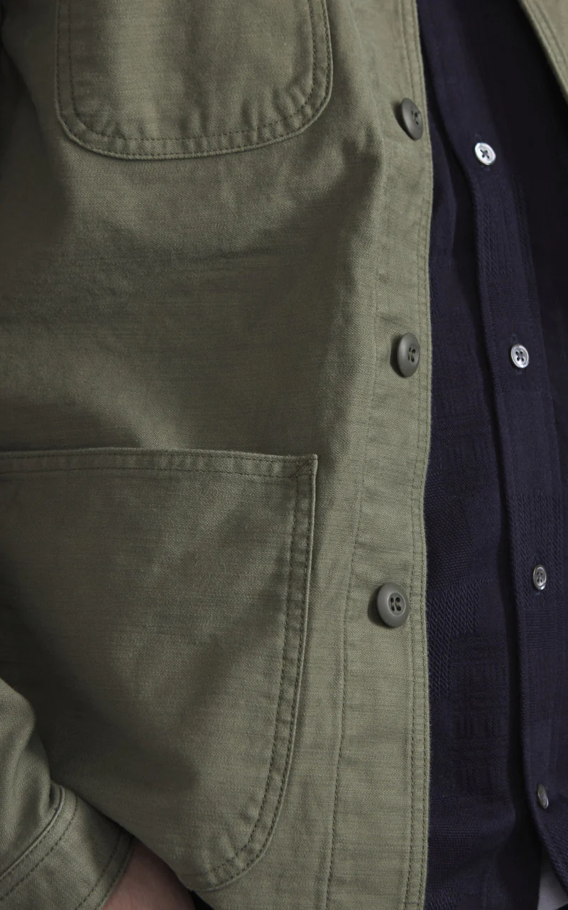 Japan Blue Japan Blue JBOT1300 Military Back Sateen Coverall Jacket Olive Drab - Image 5