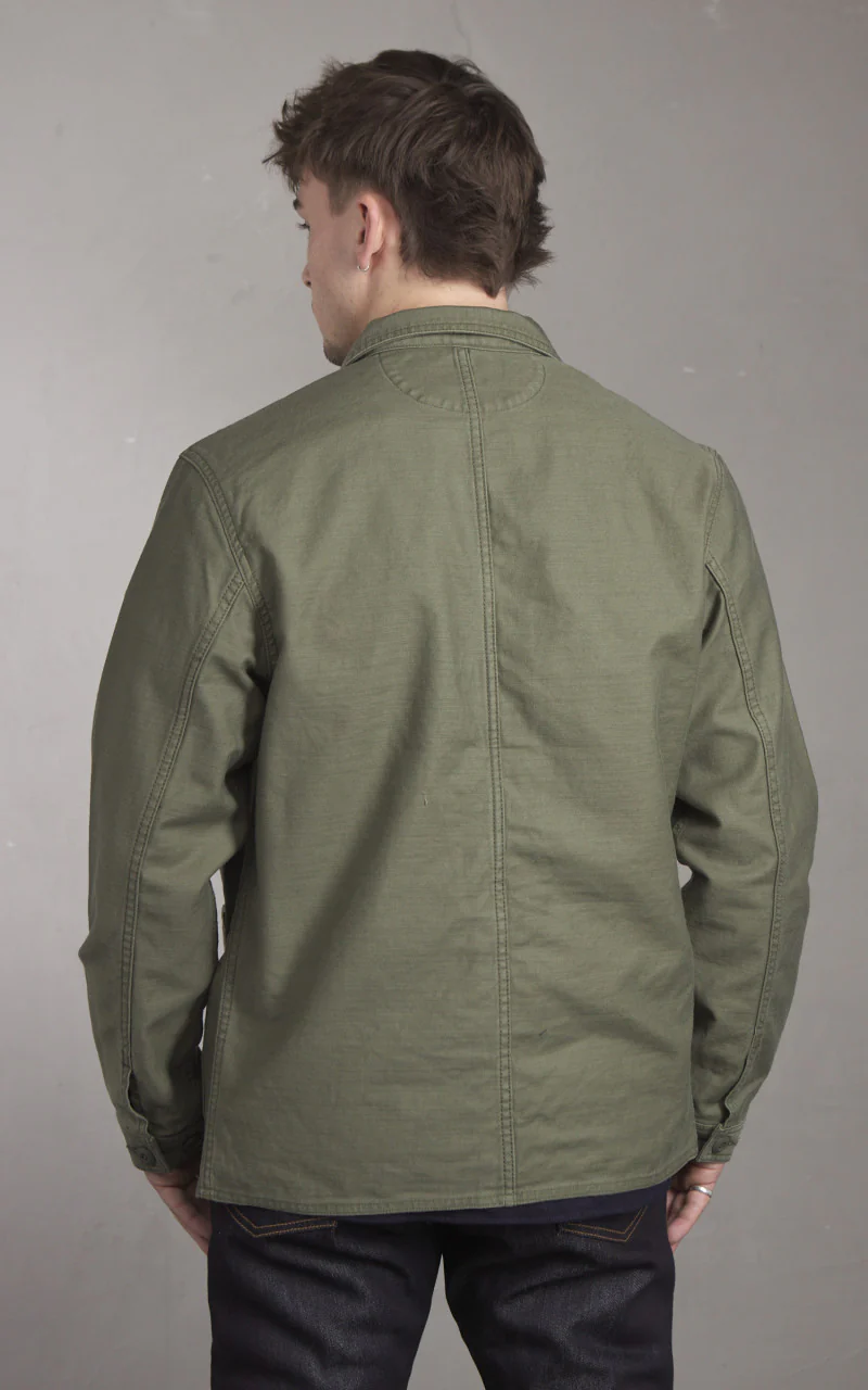 Japan Blue Japan Blue JBOT1300 Military Back Sateen Coverall Jacket Olive Drab - Image 6