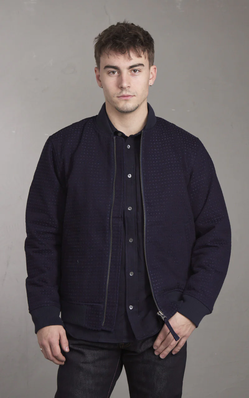 Japan Blue JBOT1308 Sashiko Bomber Jacket Dark Indigo - Image 2