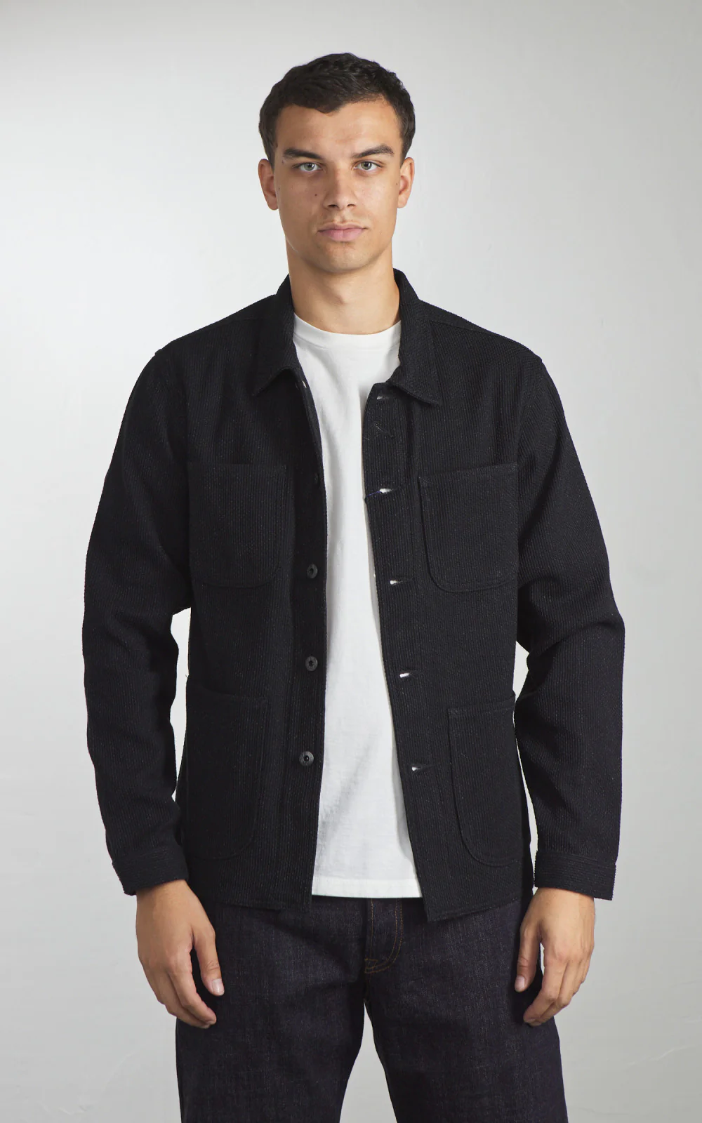 Japan Blue JBOT1324 Sashiko Coverall Jacket Black 11oz - Image 2