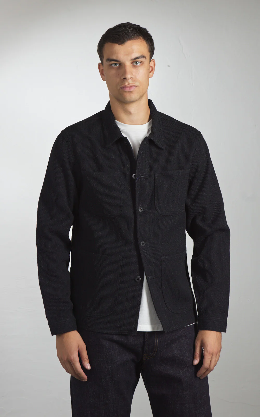 Japan Blue JBOT1324 Sashiko Coverall Jacket Black 11oz - Image 5