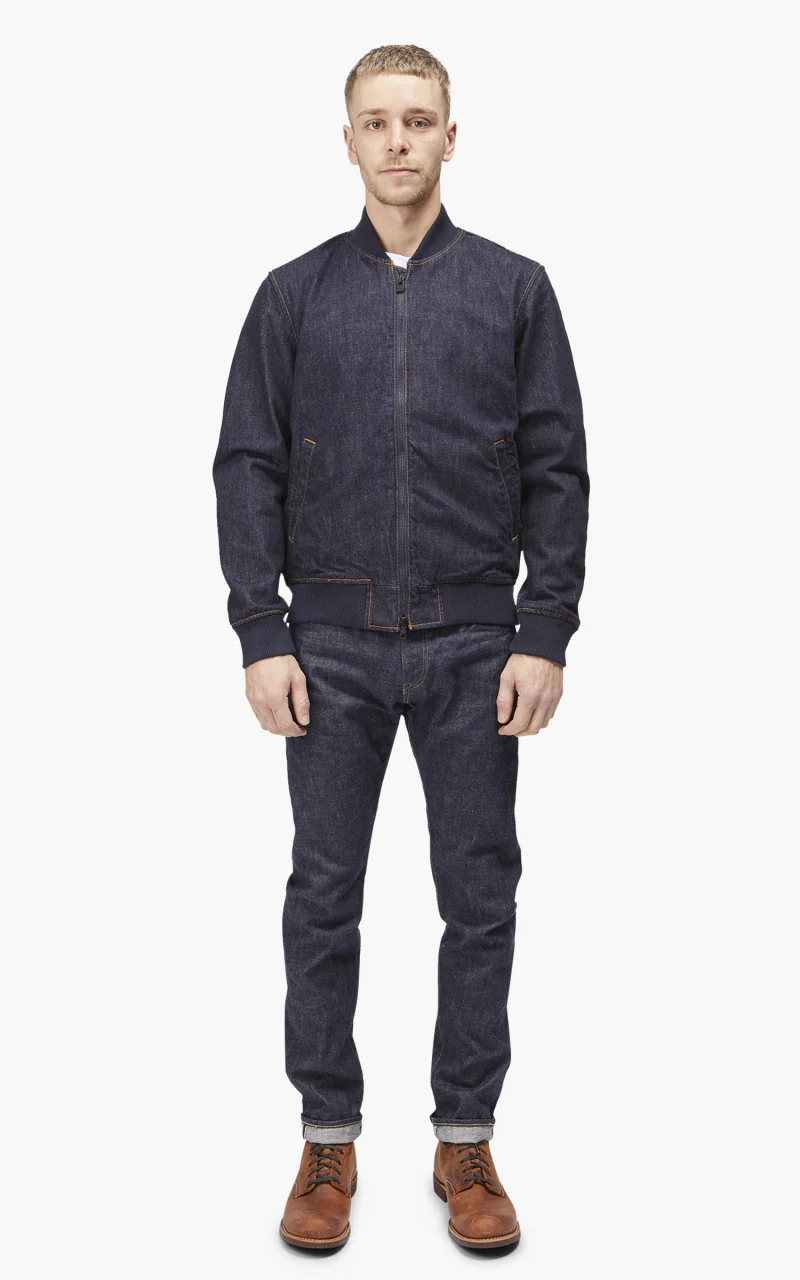 Japan Blue JJK0000M25 Denim Bomber Jacket Indigo - Image 5