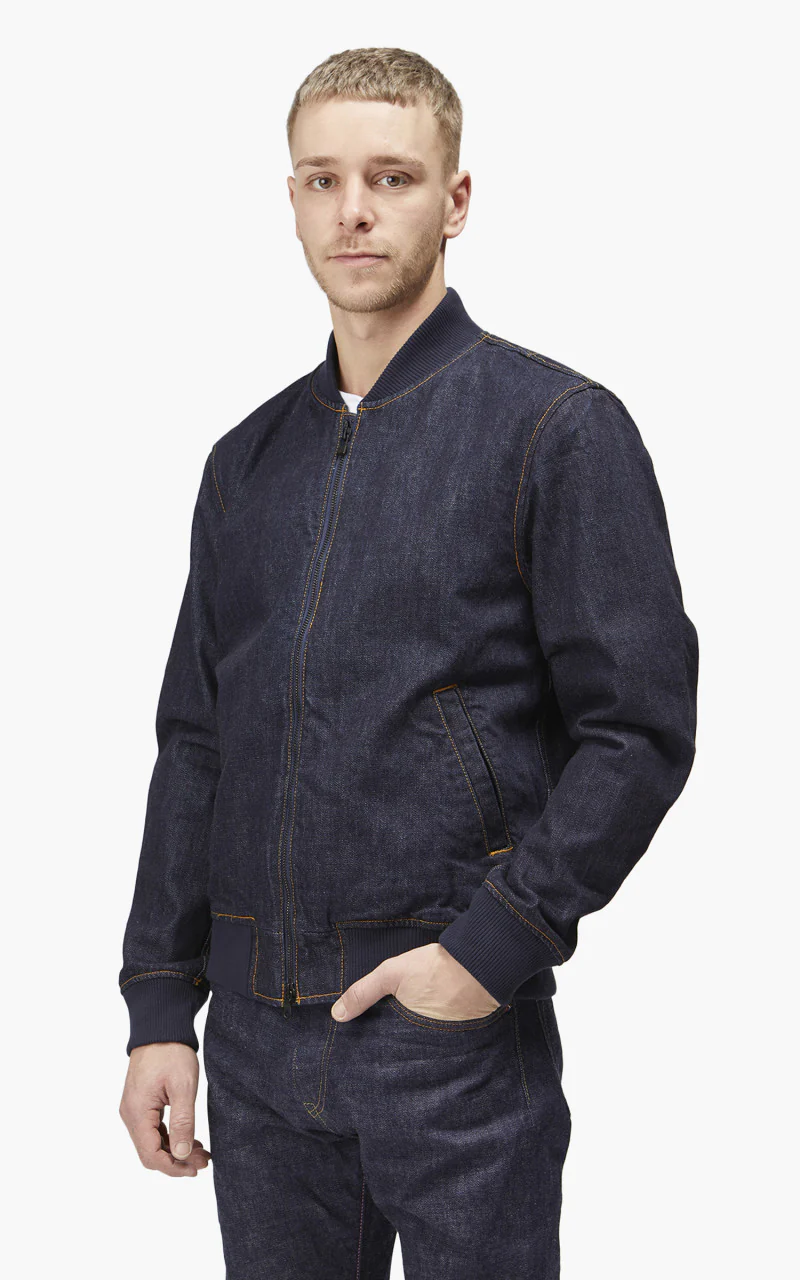 Japan Blue JJK0000M25 Denim Bomber Jacket Indigo - Image 6