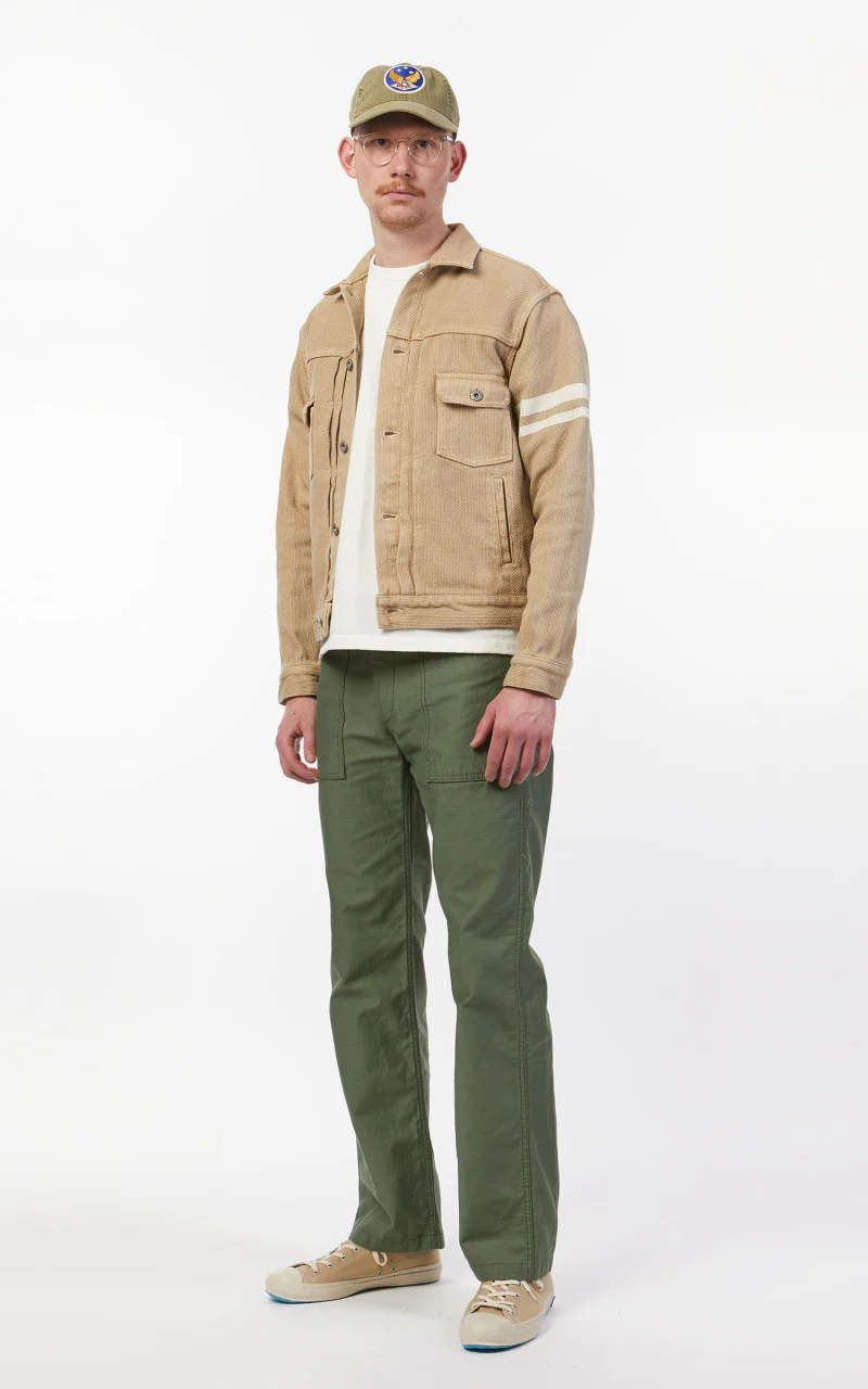 Japan Blue Modern Military Baker Pants Sateen Olive Drab - Image 3
