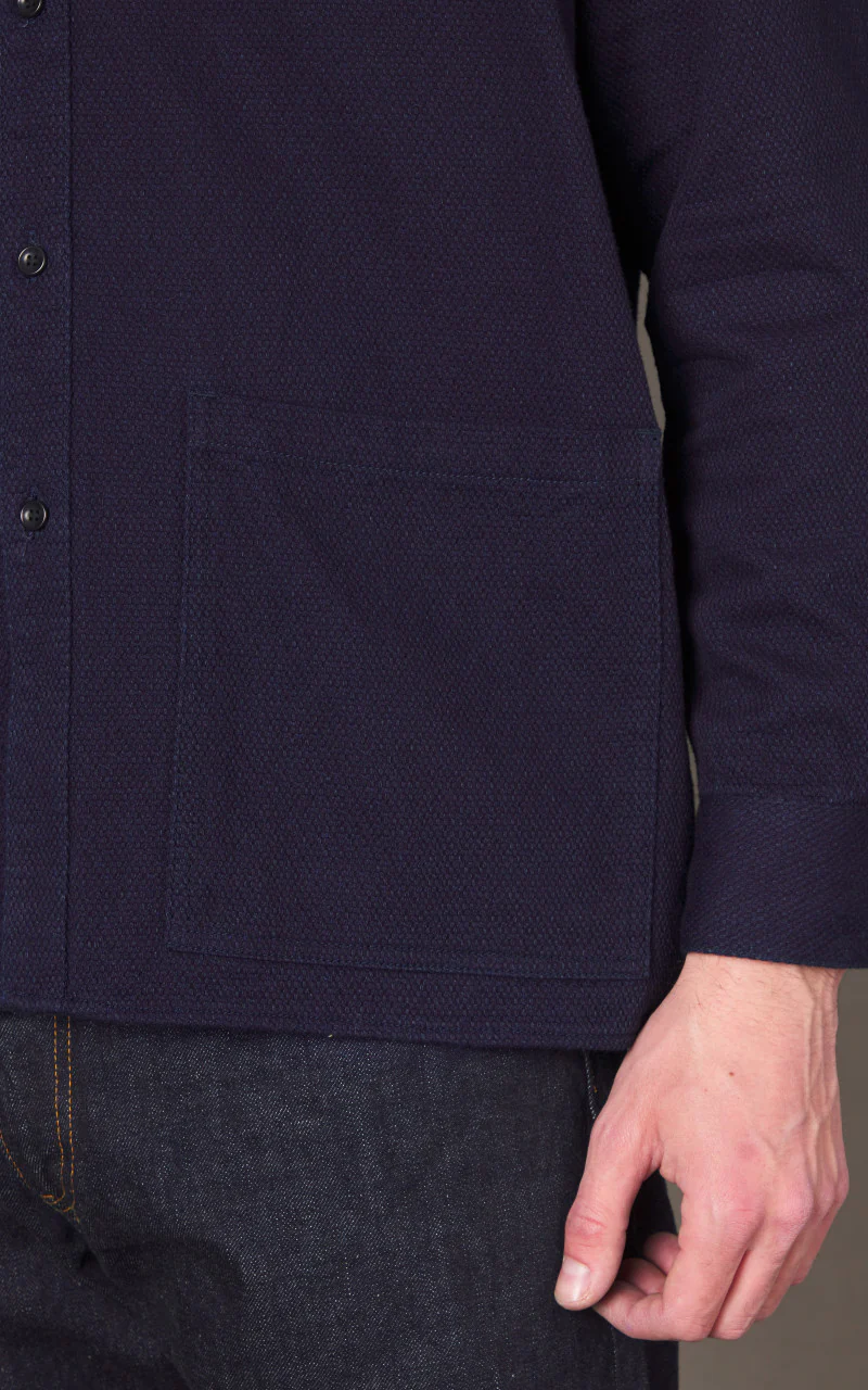 Japan Blue Sashiko Jacquard Shirt Indigo - Image 6