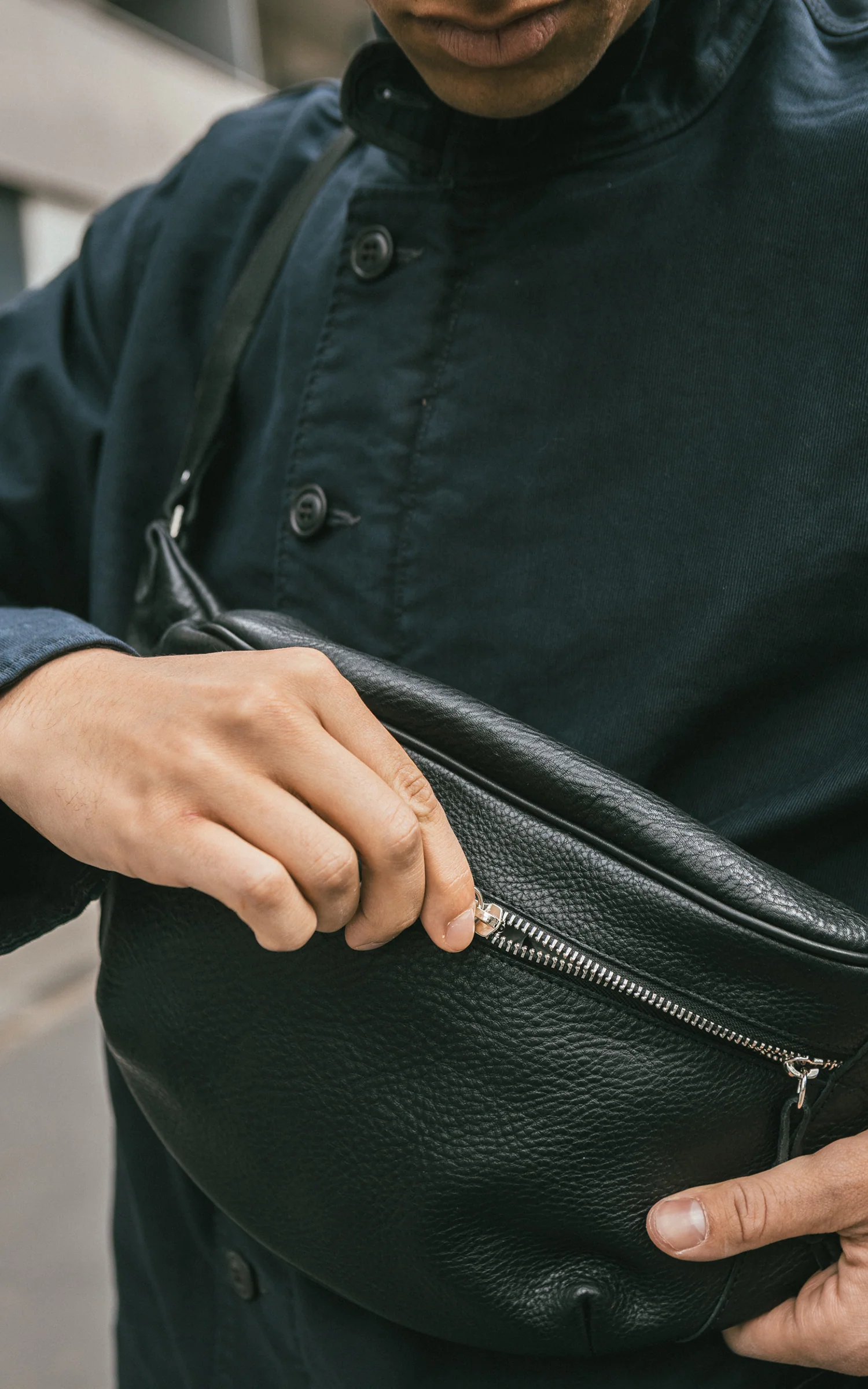 Jean Dessel Cowhide Leather Waist Bag Black - Image 4