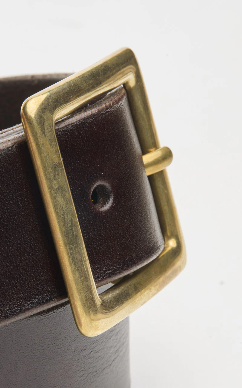 Jean Dessel Heavy Square Gold Buckle Belt 4cm Dark Brown - Image 3