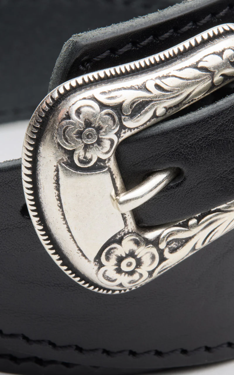 Jean Dessel Western Belt Flowers Buckle Black - Image 3