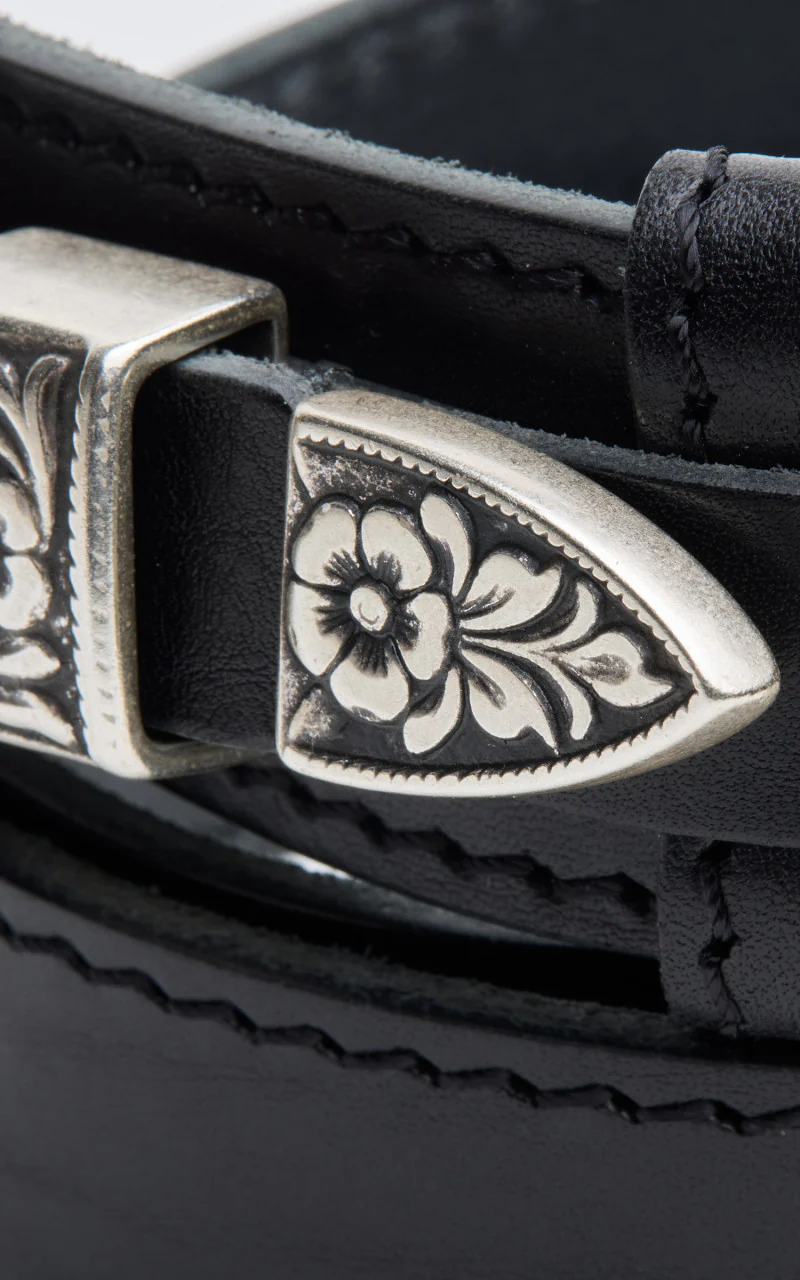 Jean Dessel Western Belt Flowers Buckle Black - Image 4
