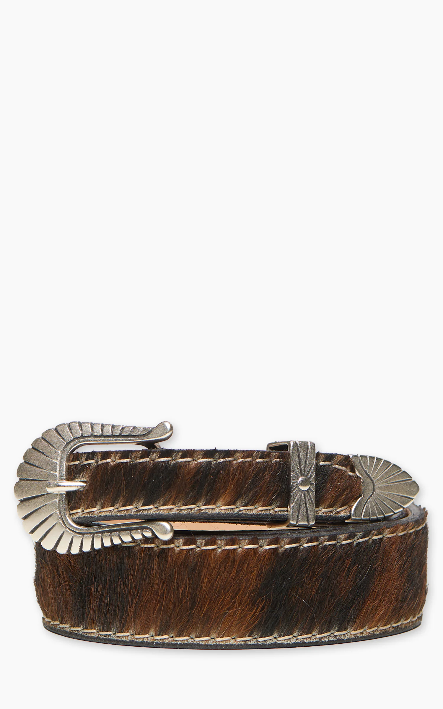 Jean Dessel Western Belt Suede Lines Less Buckle Cow Hair Brown