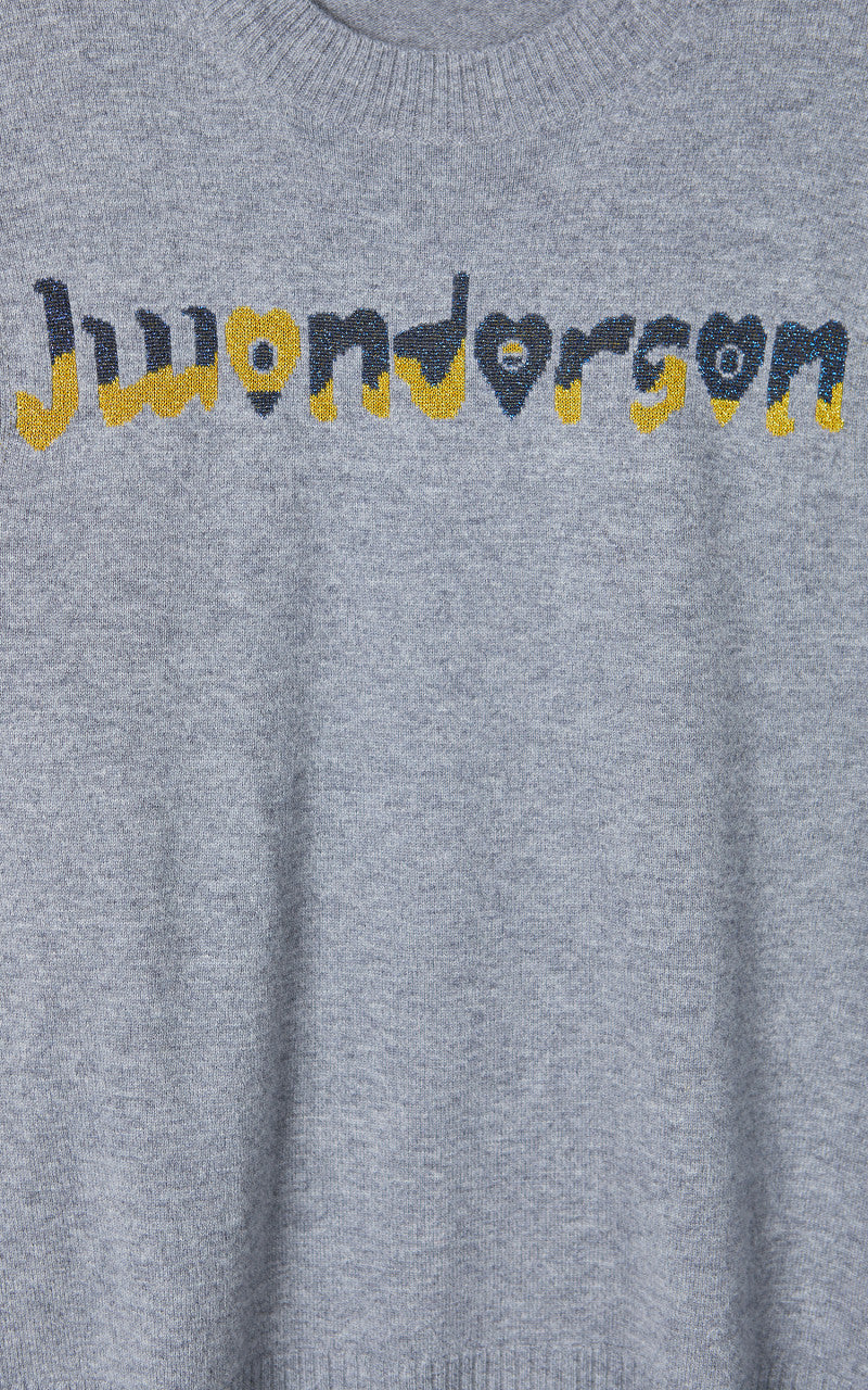 JW Anderson Logo Crew Neck Jumper Grey Melange - Image 3