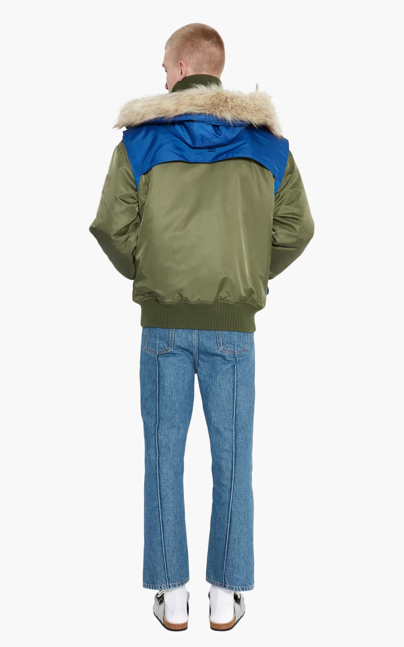 JW Anderson Relaxed Bomber Jacket With Detachable Hood Green/Blue - Image 5