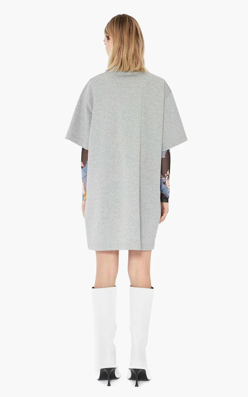 JW Anderson RH Print T-Shirt Dress Grey Melange - Image 4