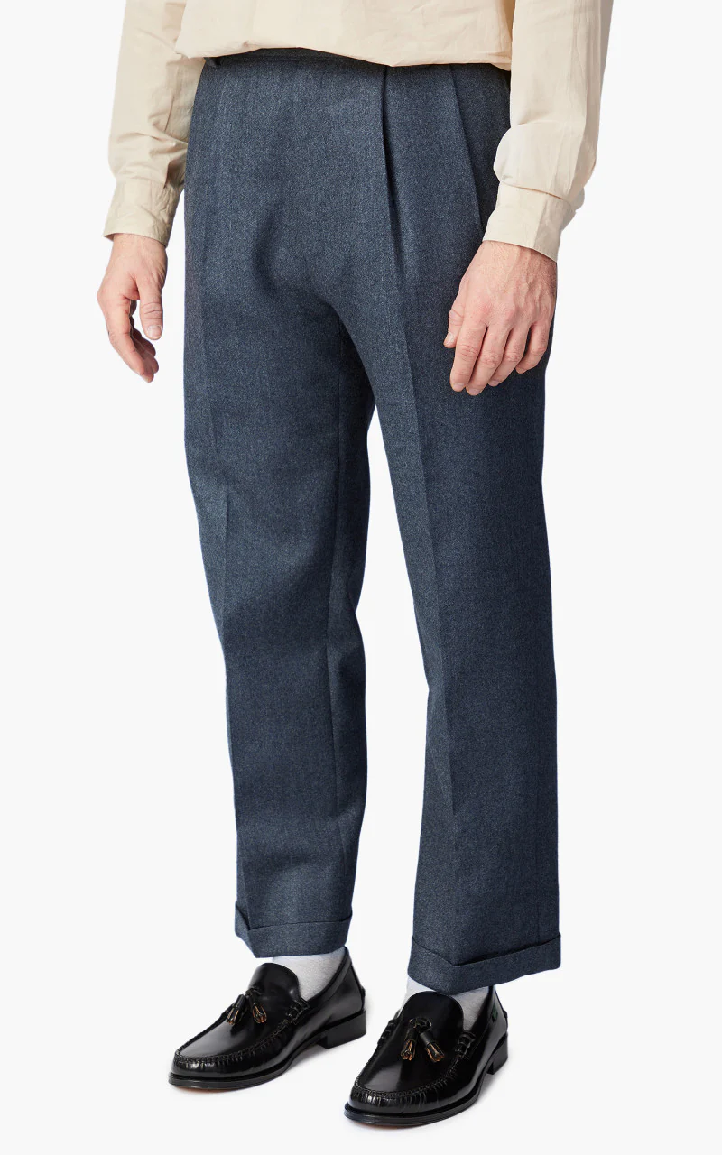 Kaptain Sunshine 2 Pleats Wide Trousers Wool Charcoal - Image 3