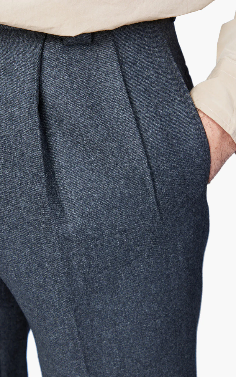 Kaptain Sunshine 2 Pleats Wide Trousers Wool Charcoal - Image 5