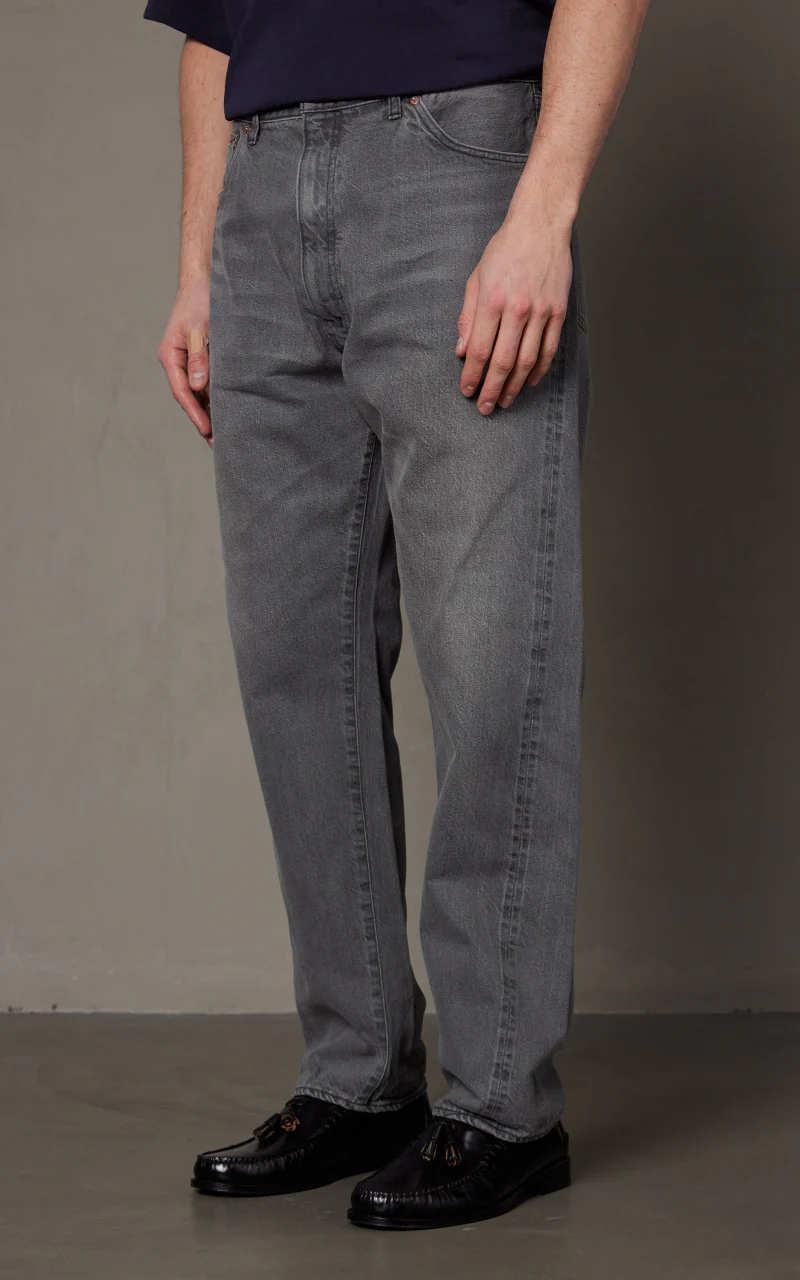 Kaptain Sunshine 5P Zipper Front Denim Pants Black Vintage Wash - Image 3