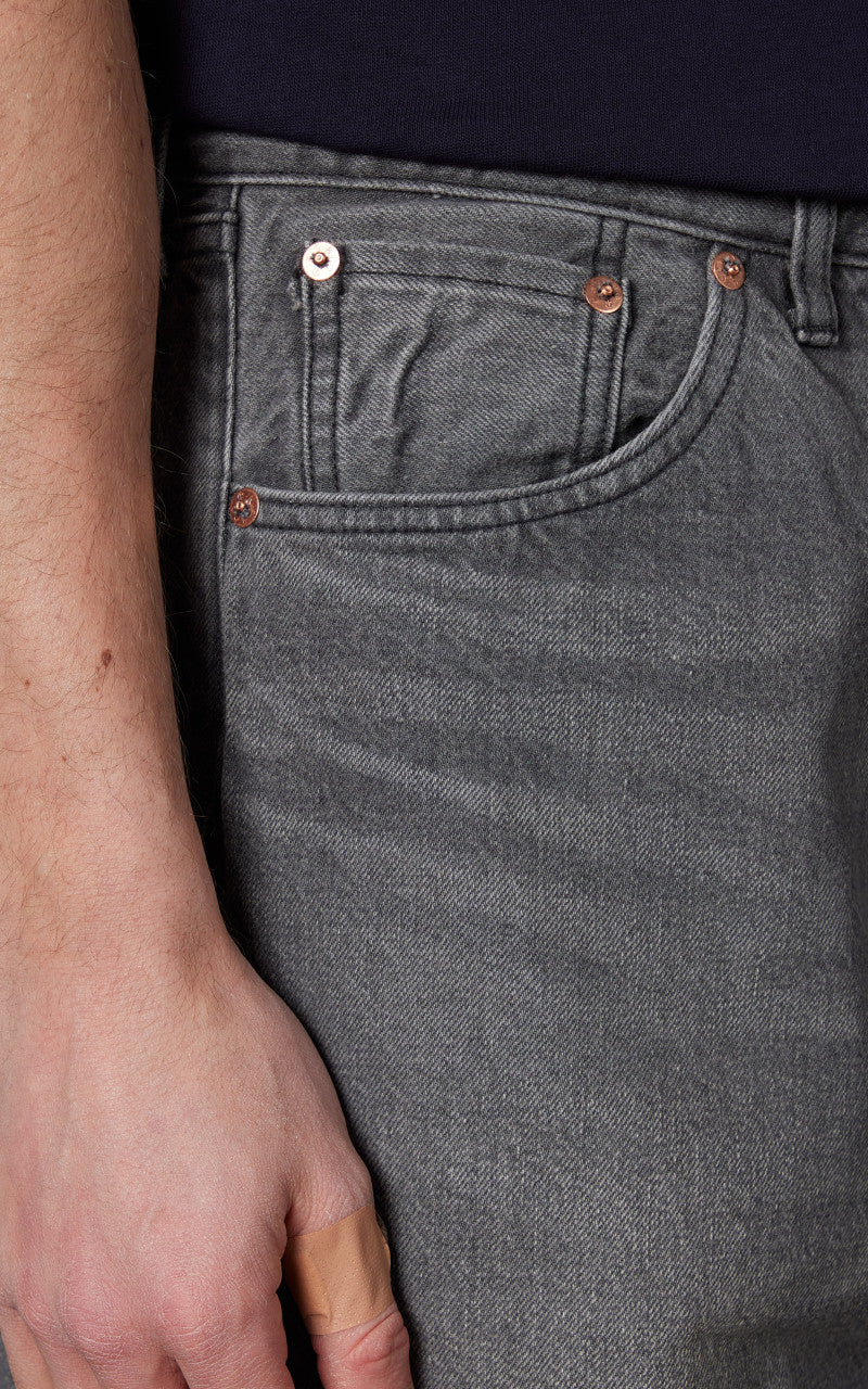 Kaptain Sunshine 5P Zipper Front Denim Pants Black Vintage Wash - Image 4