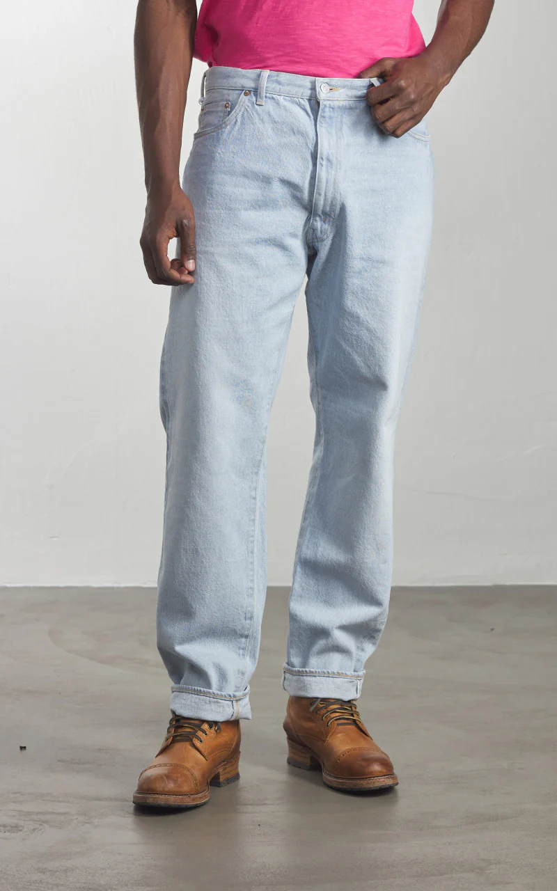 Kaptain Sunshine 5P Zipper Front Denim Pants Indigo Ice Wash - Image 2