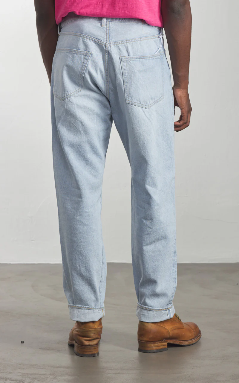 Kaptain Sunshine 5P Zipper Front Denim Pants Indigo Ice Wash - Image 6