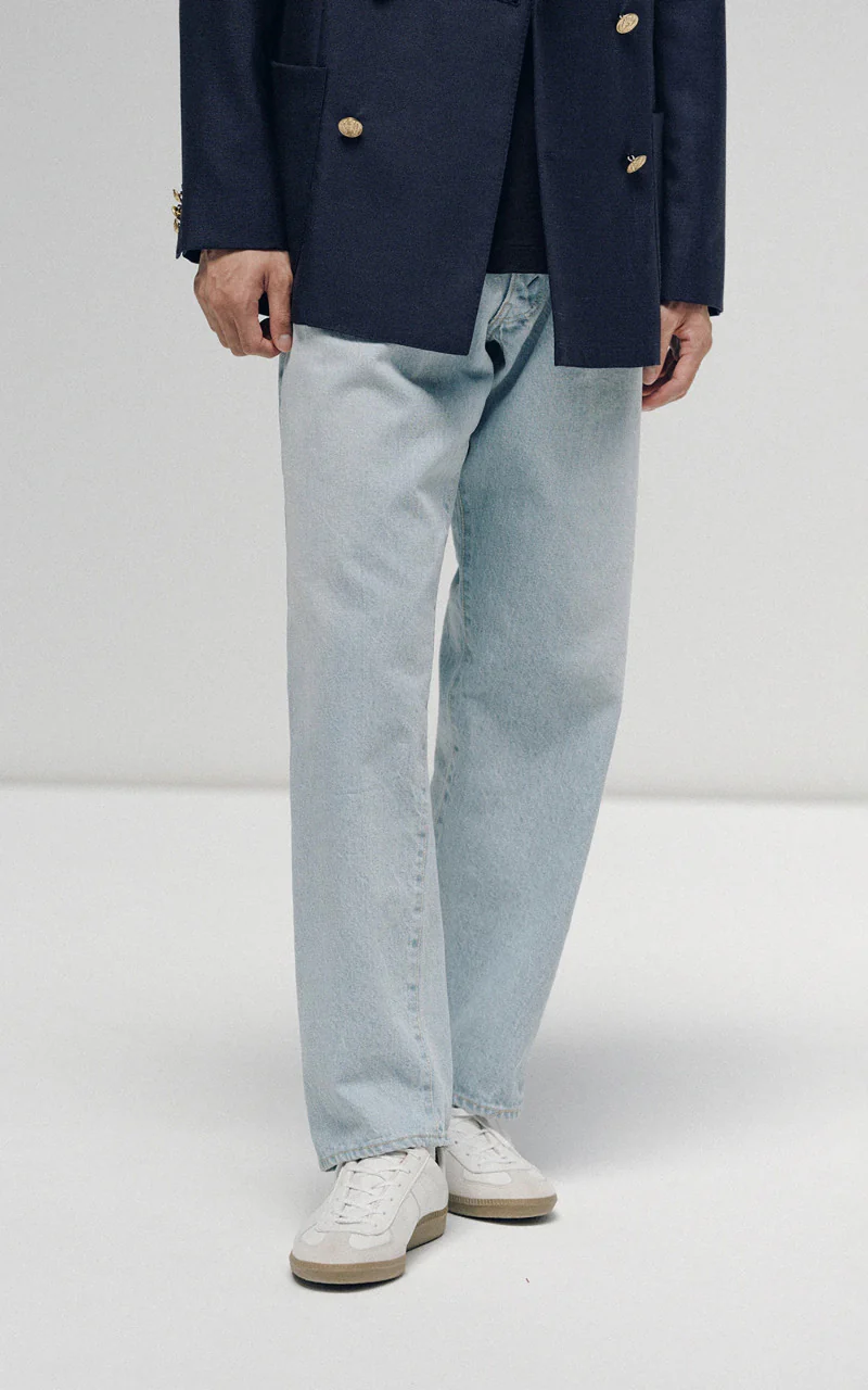 Kaptain Sunshine 5P Zipper Front Denim Pants Indigo Ice Wash - Image 8