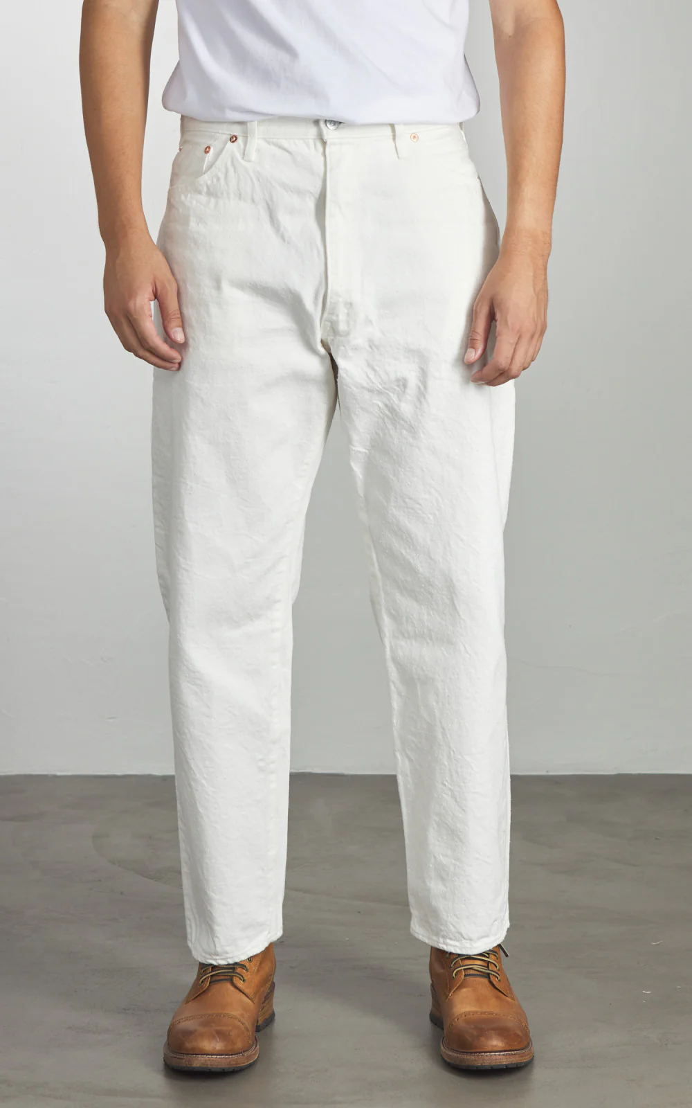 Kaptain Sunshine 5P Zipper Front Denim Pants One Wash White - Image 2