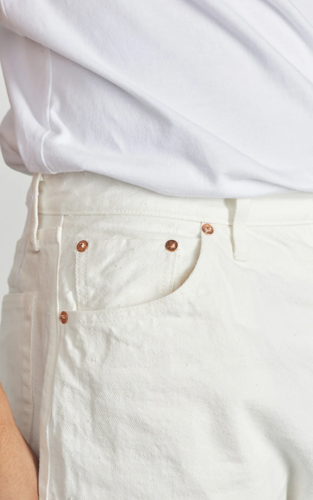Kaptain Sunshine 5P Zipper Front Denim Pants One Wash White - Image 5