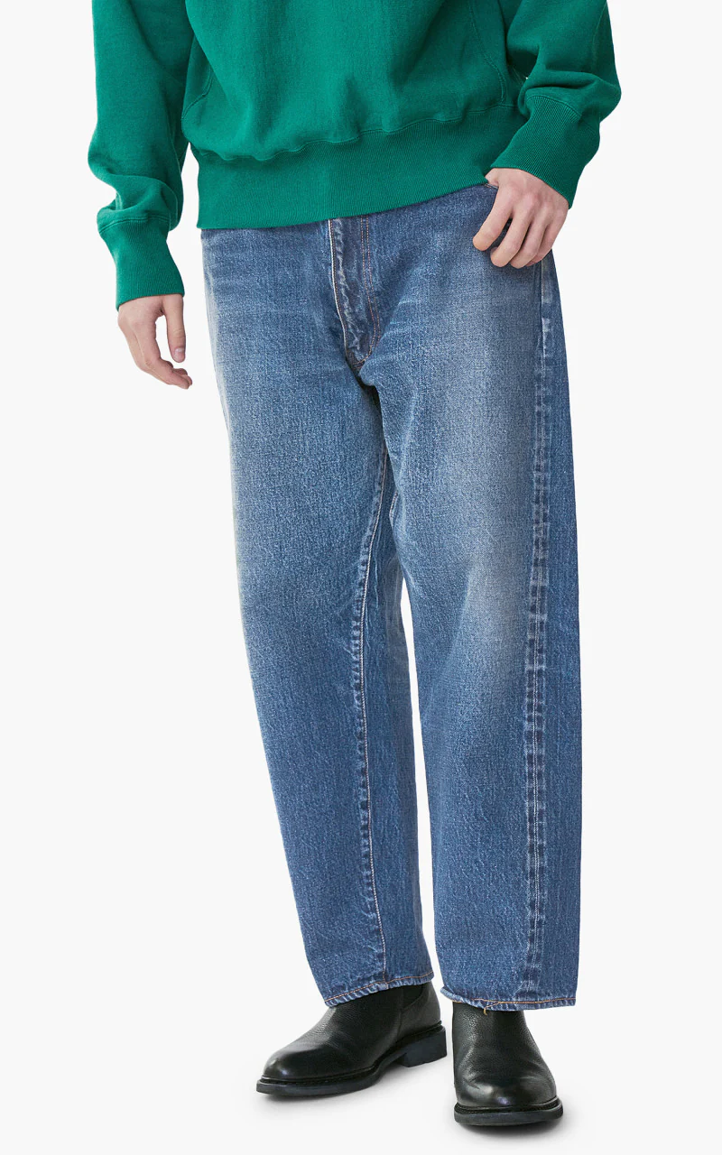 Kaptain Sunshine 5P Zipper Front Denim Pants Vintage Wash Indigo - Image 5