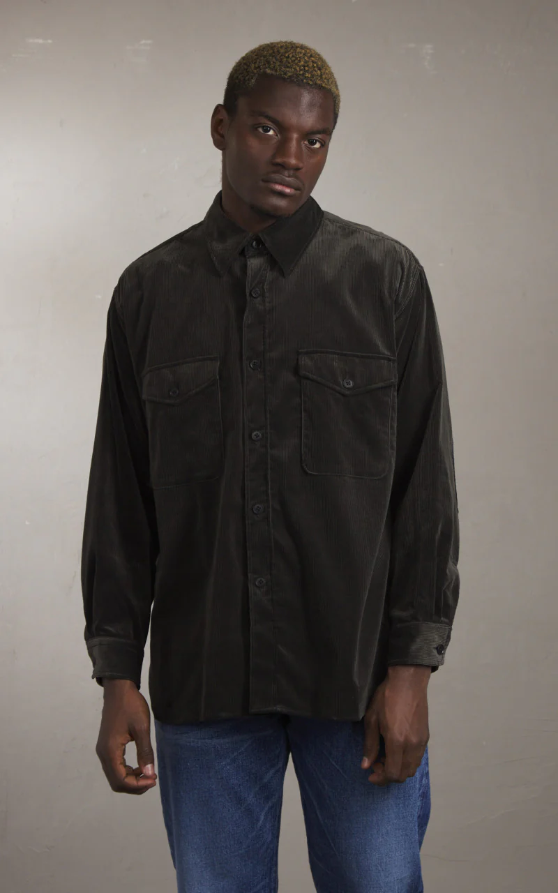 Kaptain Sunshine Corduroy C.P.O Shirt Jacket Charcoal - Image 2