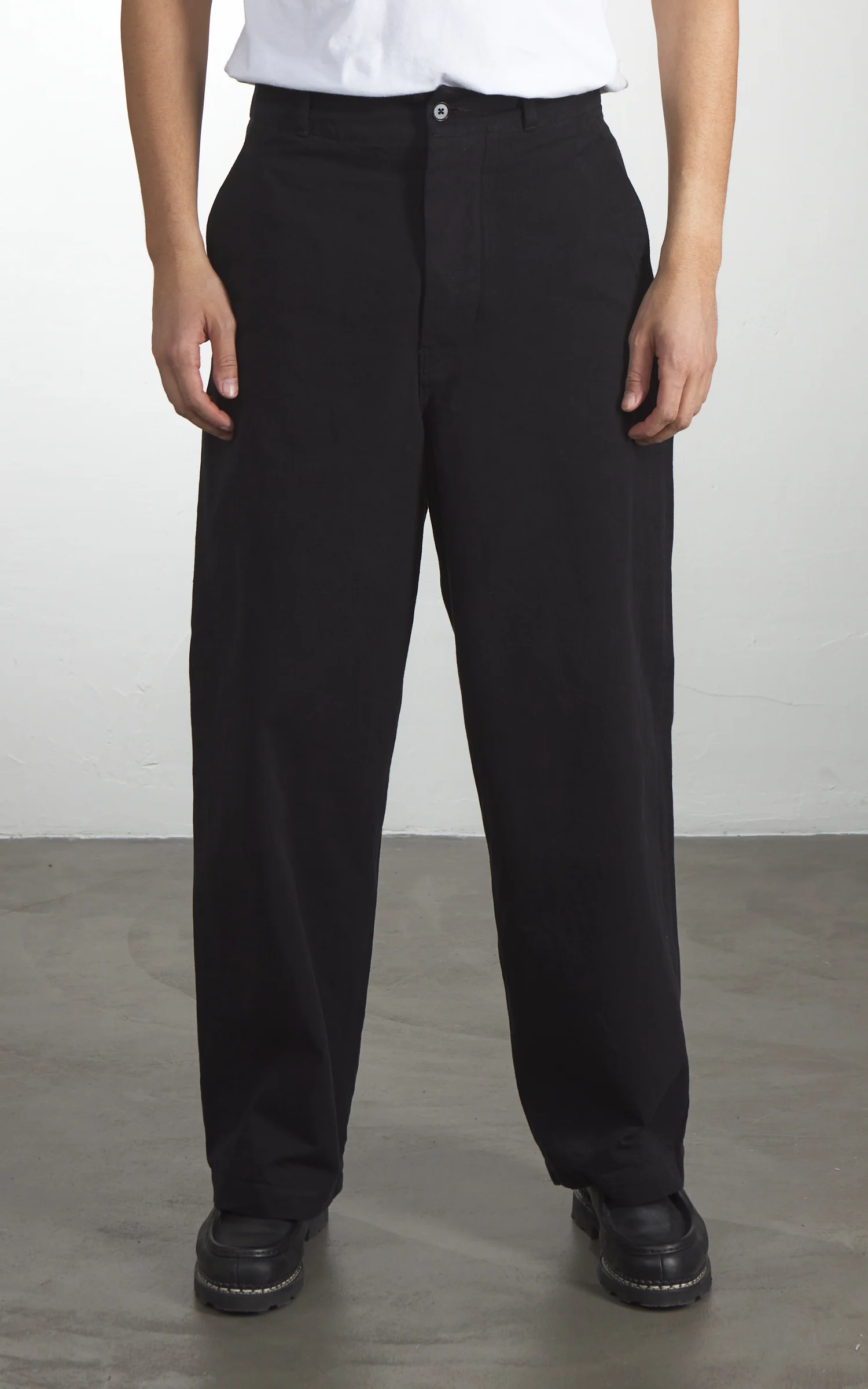 Kaptain Sunshine Cotton Drill Wide Pants Black - Image 2