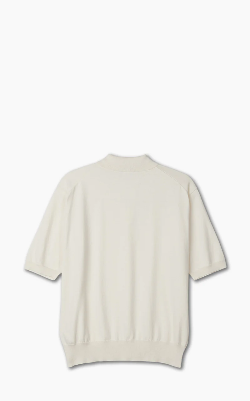 Kaptain Sunshine Cotton Knit Polo Shirt Ecru - Image 3
