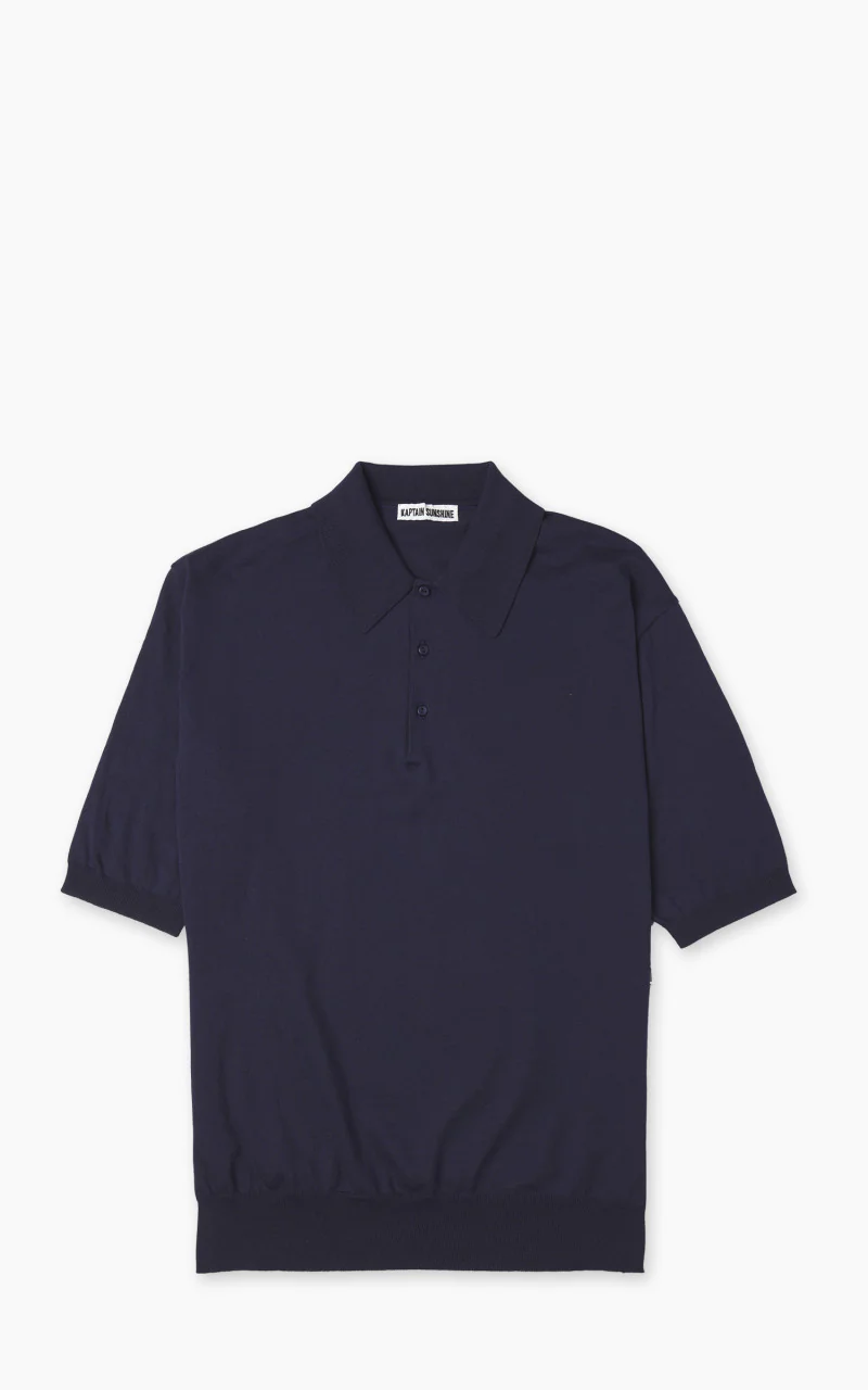 Kaptain Sunshine Cotton Knit Polo Shirt Navy