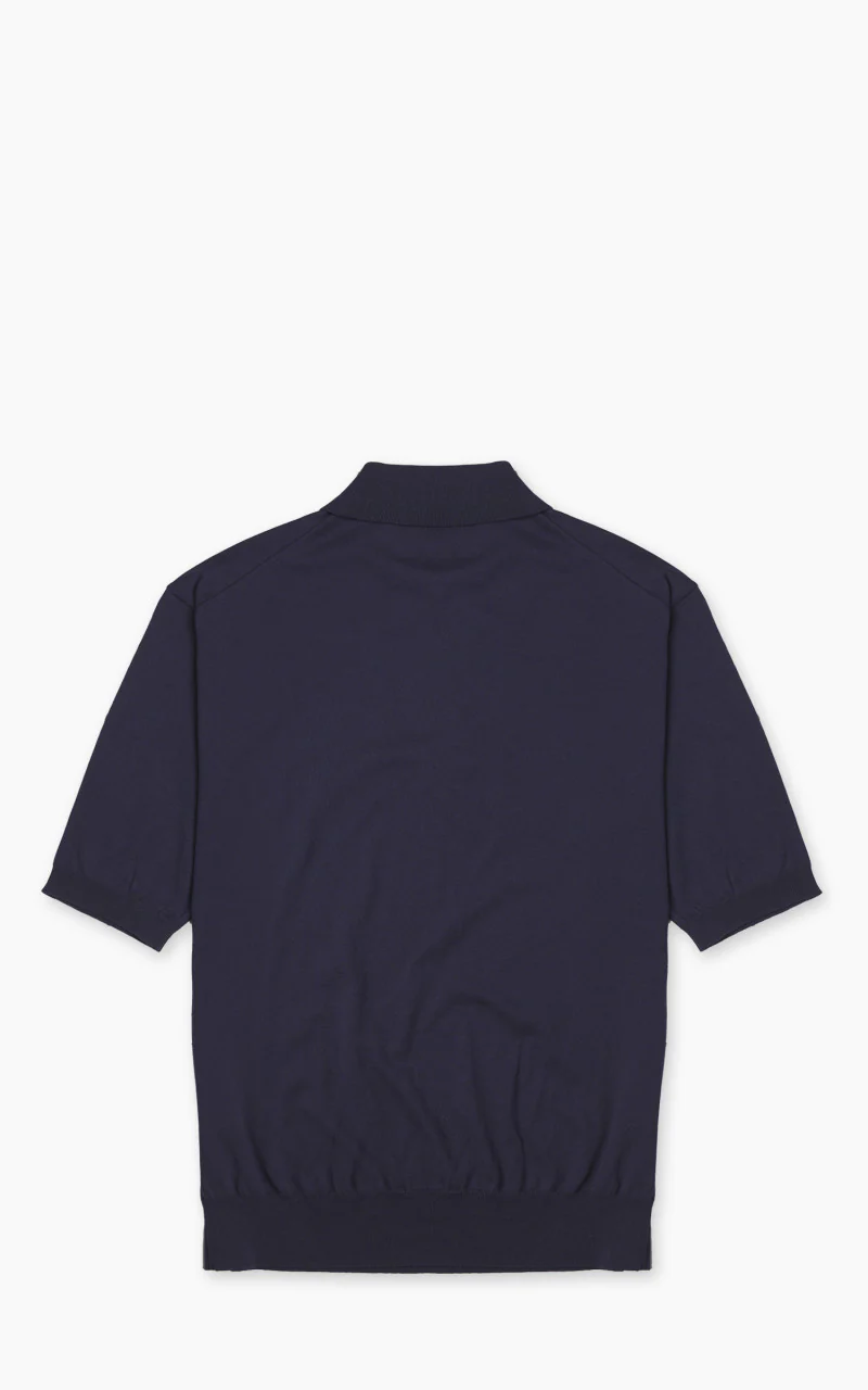 Kaptain Sunshine Cotton Knit Polo Shirt Navy - Image 3