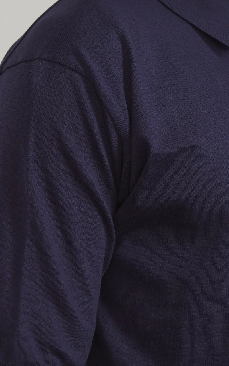 Kaptain Sunshine Cotton Knit Polo Shirt Navy - Image 5