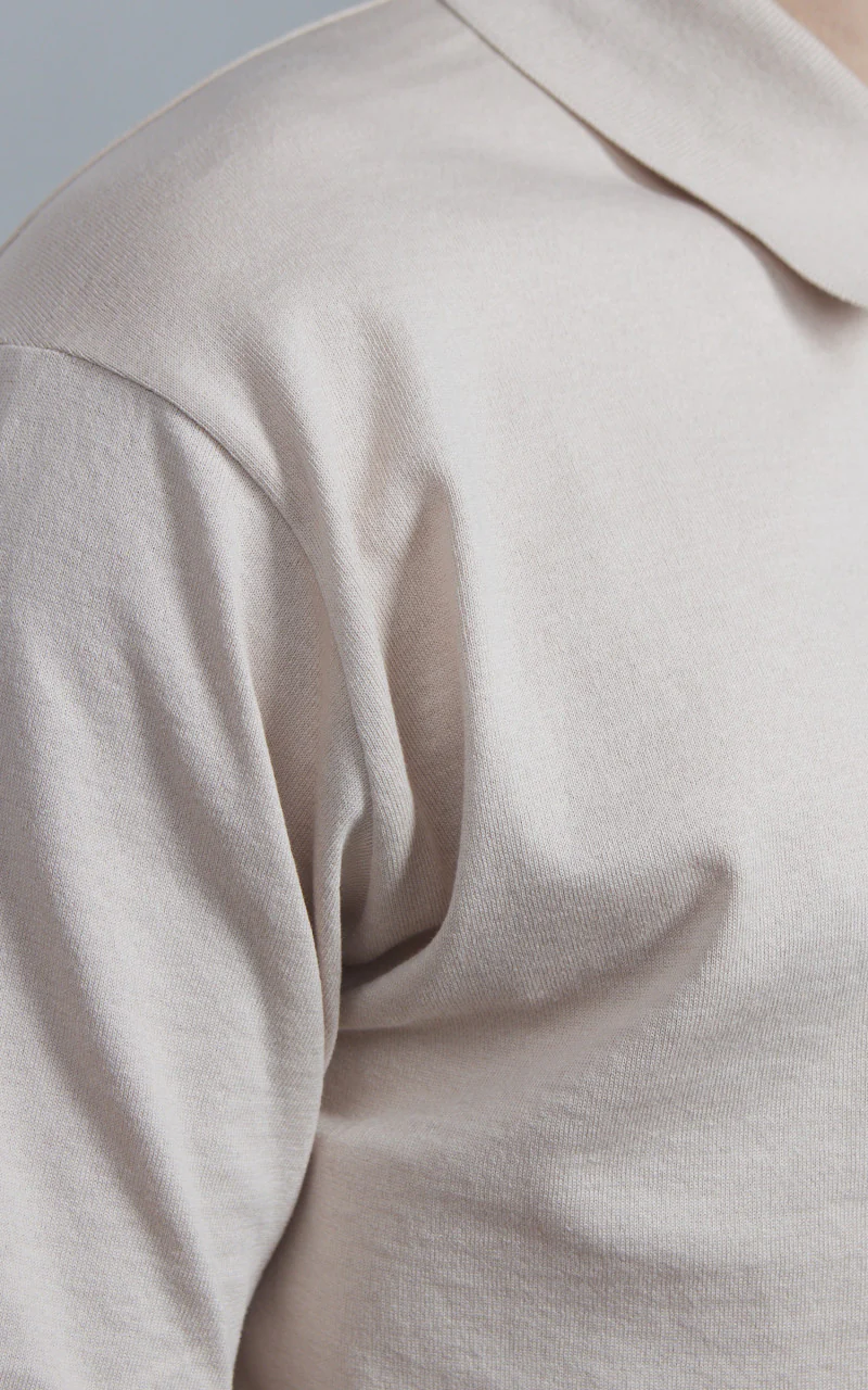 Kaptain Sunshine Cotton Knit Polo Shirt Sand Beige - Image 5