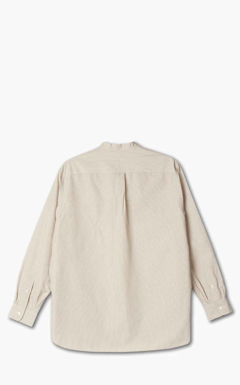 Kaptain Sunshine Cotton Pullover Standcollar Shirt Sand Stripe - Image 3