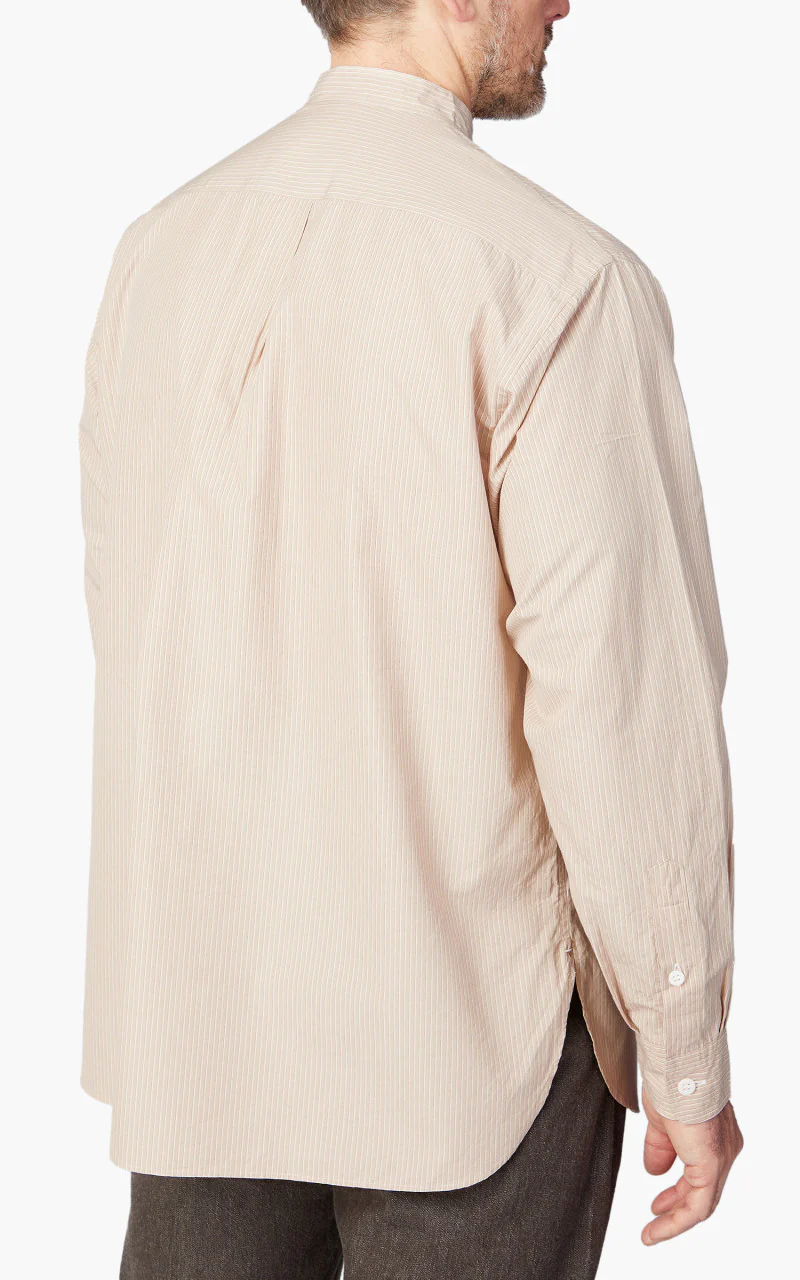 Kaptain Sunshine Cotton Pullover Standcollar Shirt Sand Stripe - Image 5