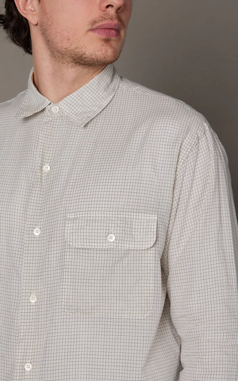 Kaptain Sunshine CPO Shirt White Pincheck - Image 4