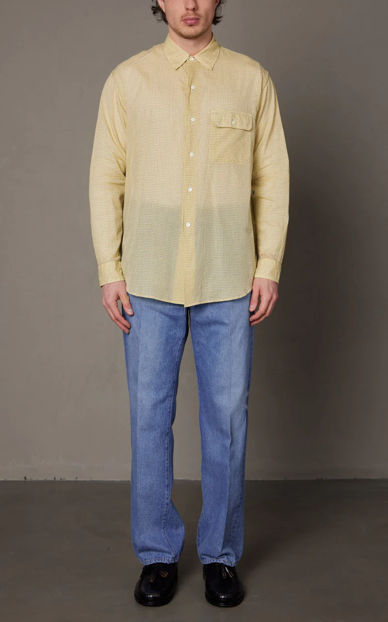 Kaptain Sunshine CPO Shirt Yellow Pincheck - Image 5