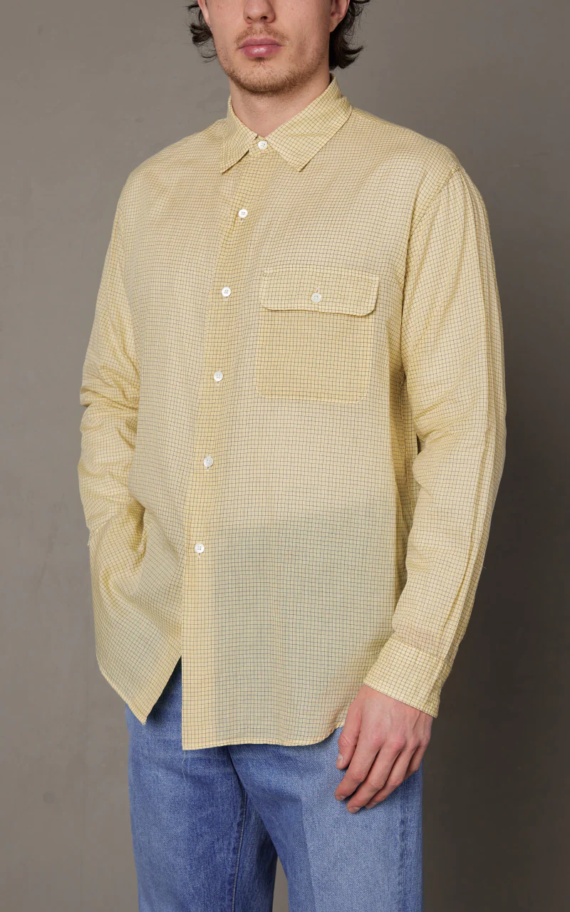 Kaptain Sunshine CPO Shirt Yellow Pincheck - Image 6