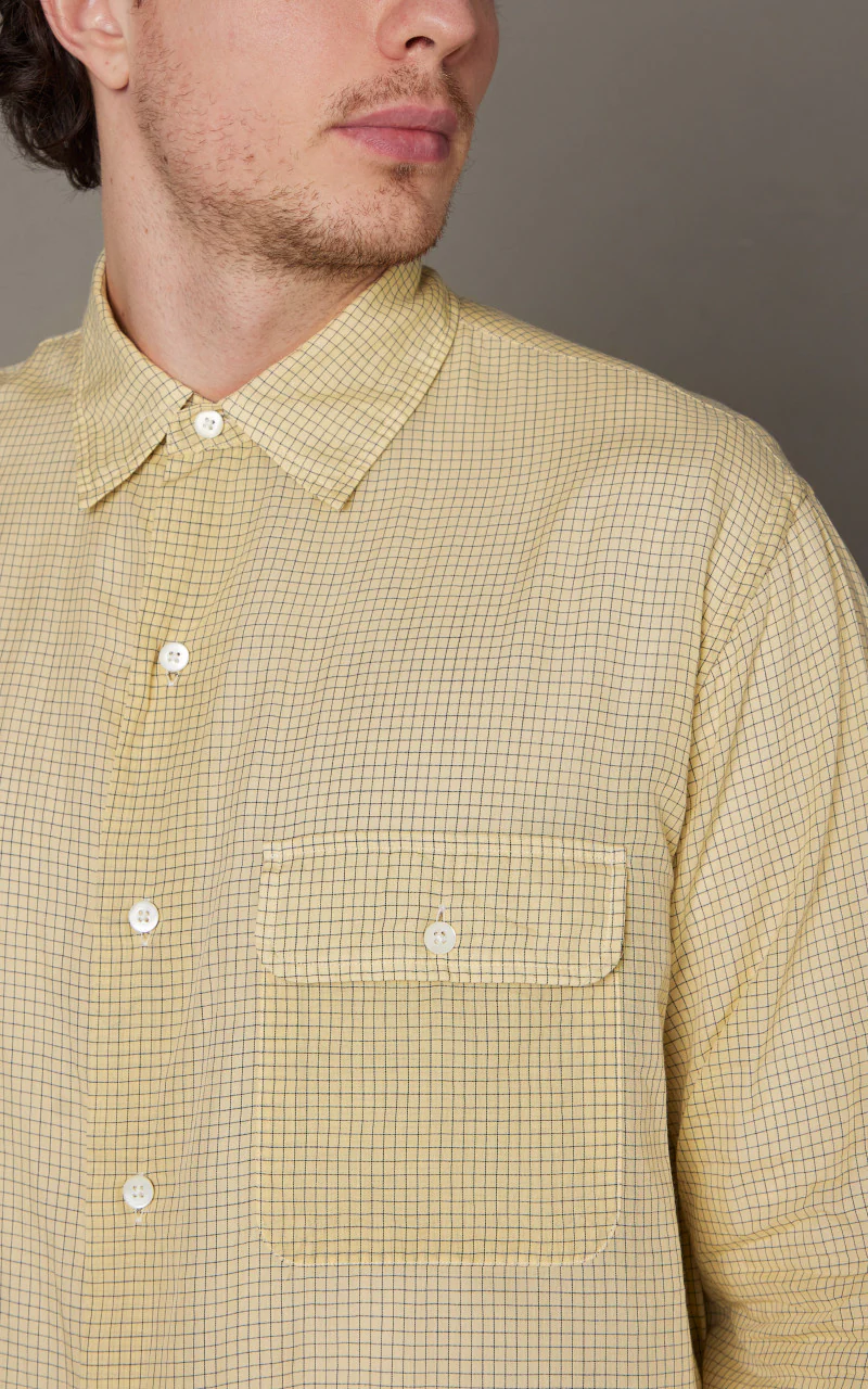 Kaptain Sunshine CPO Shirt Yellow Pincheck - Image 7