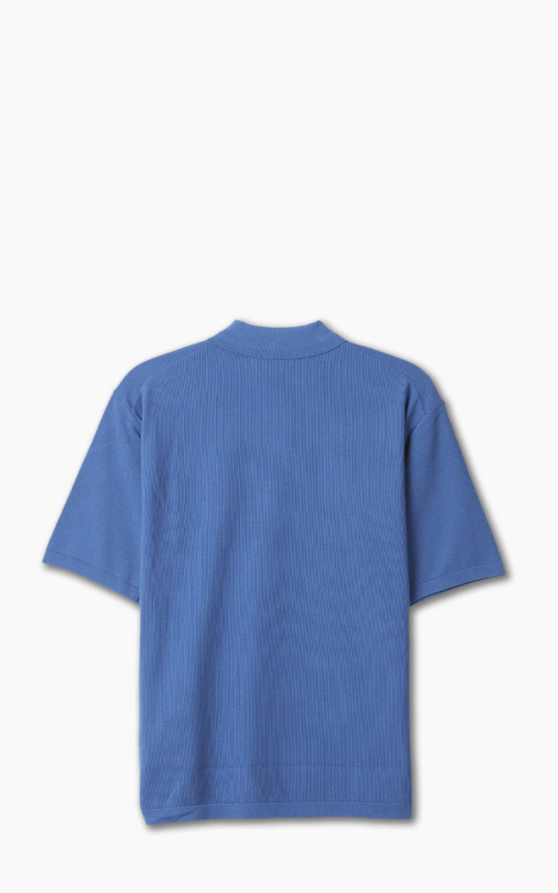 Kaptain Sunshine Knit Polo Shirt Blue - Image 3
