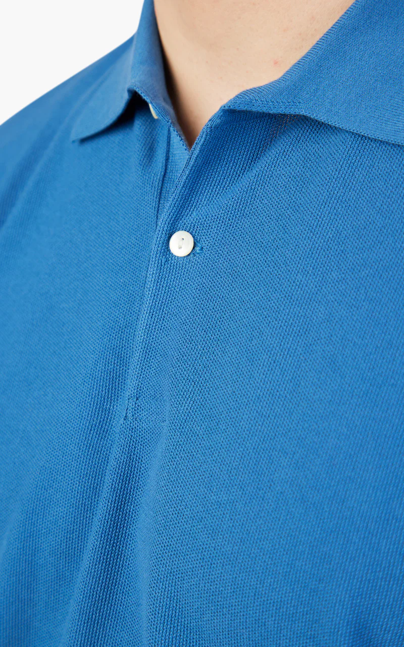 Kaptain Sunshine Knit Polo Shirt Blue - Image 5