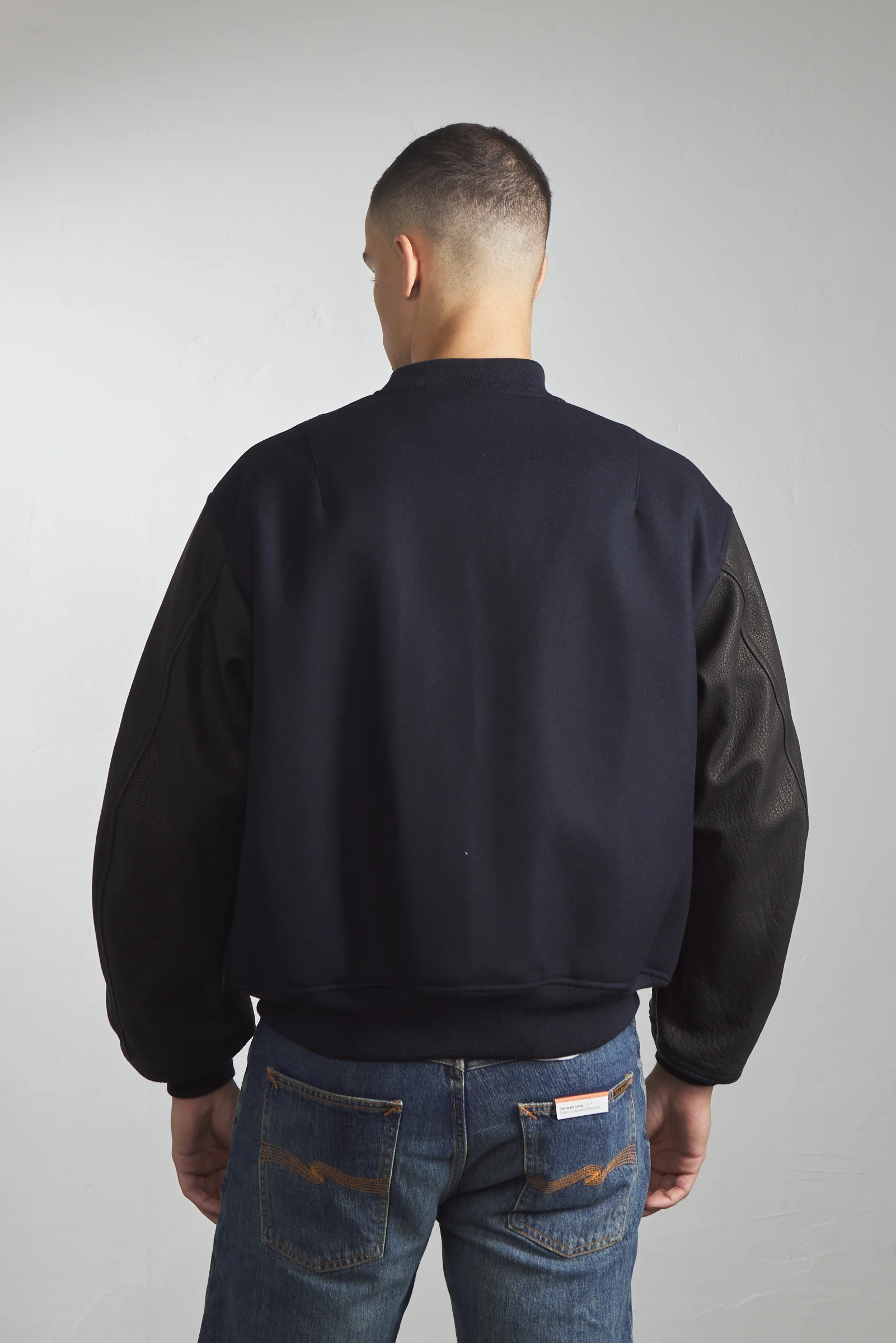 Kaptain Sunshine Melton Wool Bomber Jacket Navy - Image 7