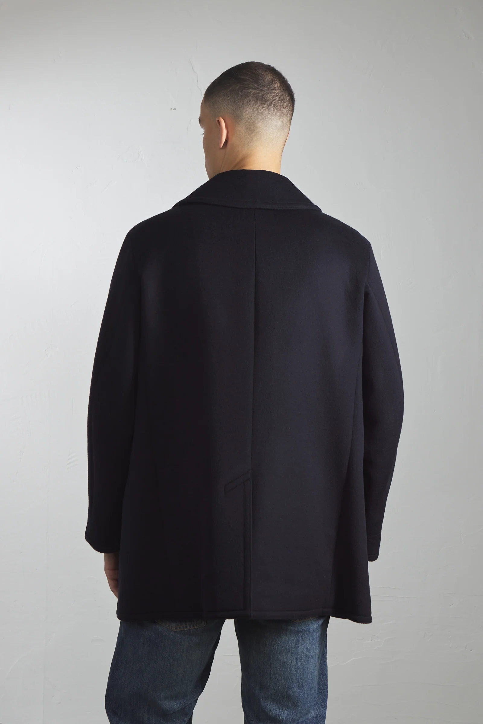 Kaptain Sunshine Pea Coat Cashmere Wool Navy - Image 8
